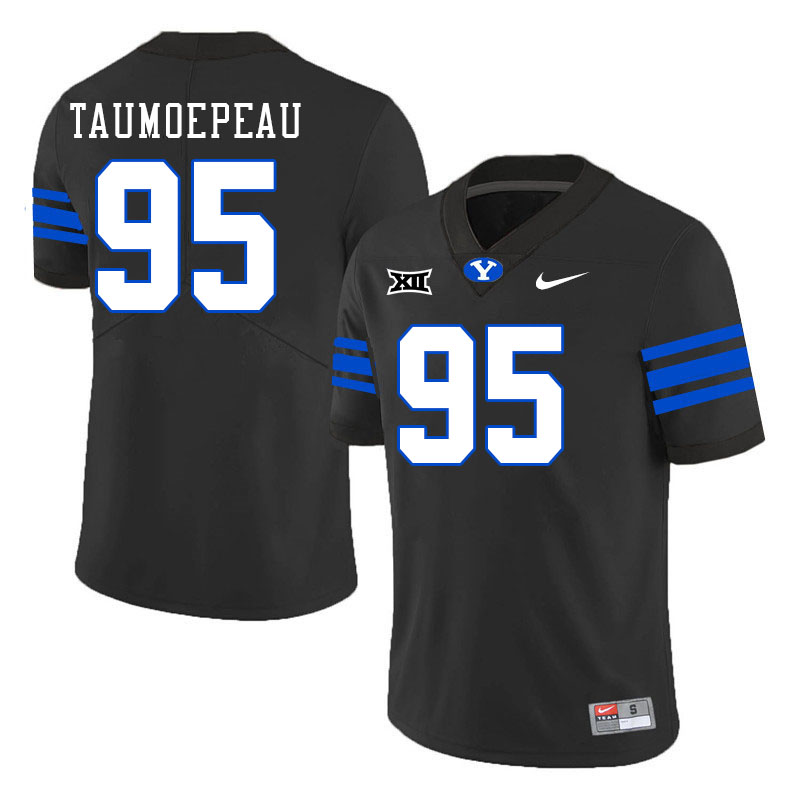 Men #95 John Taumoepeau BYU Cougars College Football Jerseys Stitched Sale-Black